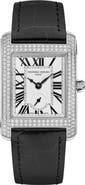 FREDERIQUE CONSTANT Classic Carrée Diamond Leather Strap Watch, 25.2mm x 36mm