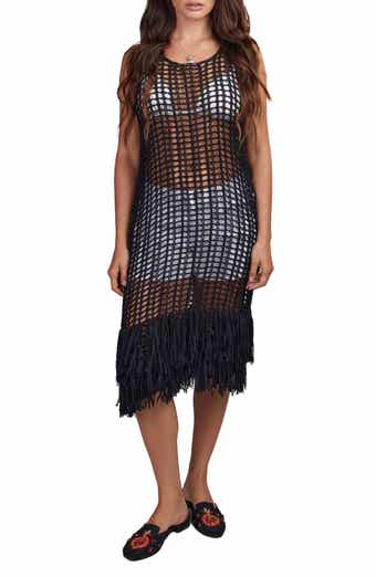 Boho Chic Fringe Knit Cover-Up