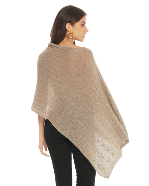 Monticelli Cashmere Pure Cashmere Textured Knit Poncho In Brown