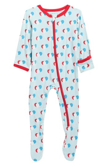 Kickee Pants Balloon Print Zip Fitted Footie In Multi