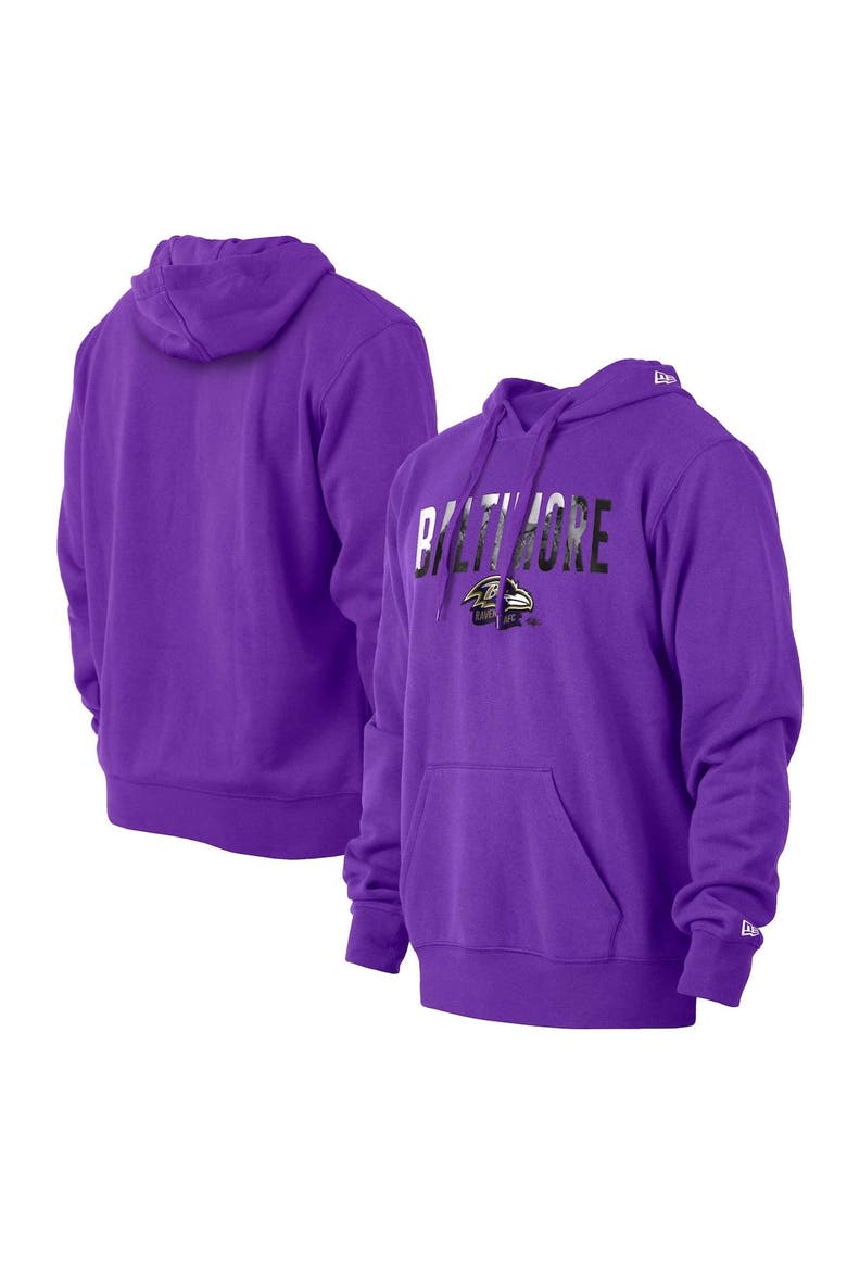Men's New Era Purple Baltimore Ravens Ink Dye Pullover Hoodie, Main, color, Purple