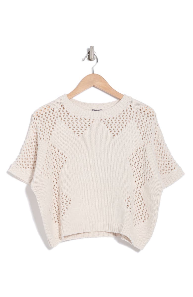 Splendid Capri Openwork Crochet Sweater, Main, color, Moonstone