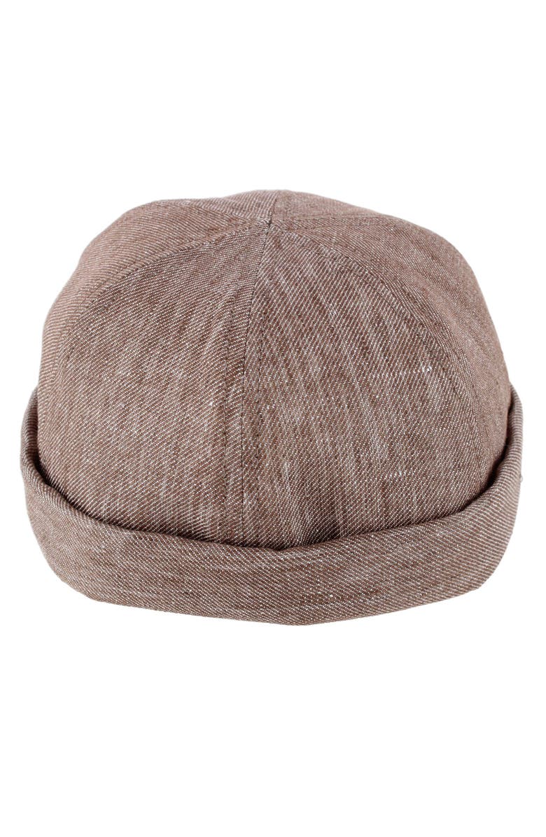 Wigens Men's Denim Linen Docker Cap, Main, color, Brown