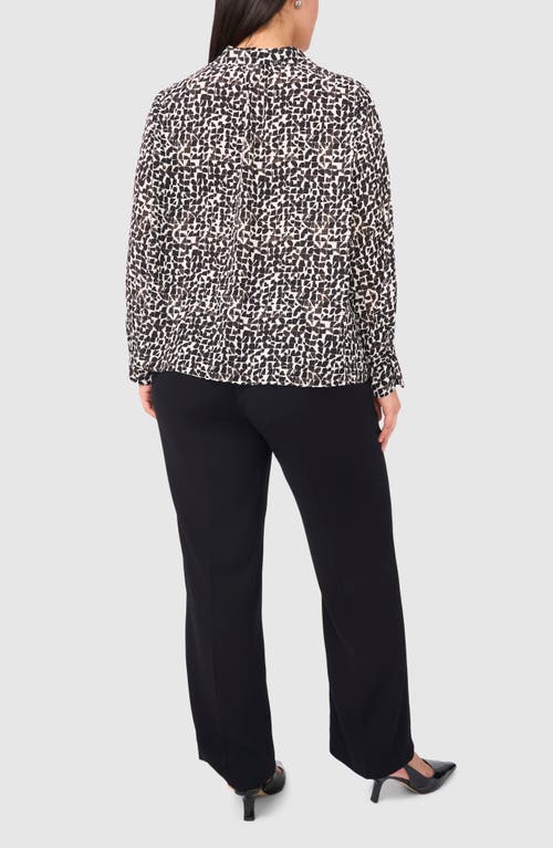 Halogenr Halogen(r) Print Button-up Shirt In Rich Black