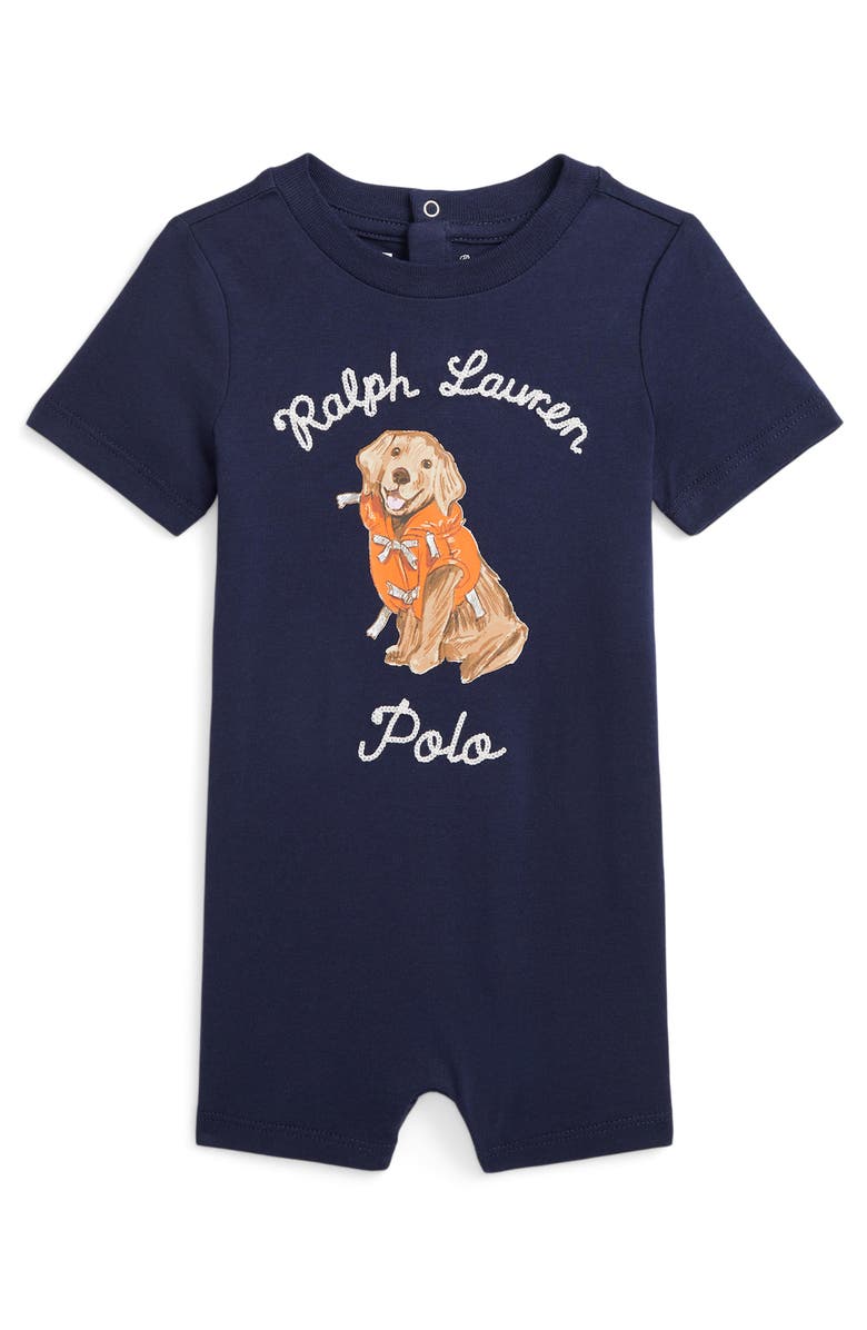 Ralph Lauren Sea Dog Cotton Graphic Romper, Main, color, 