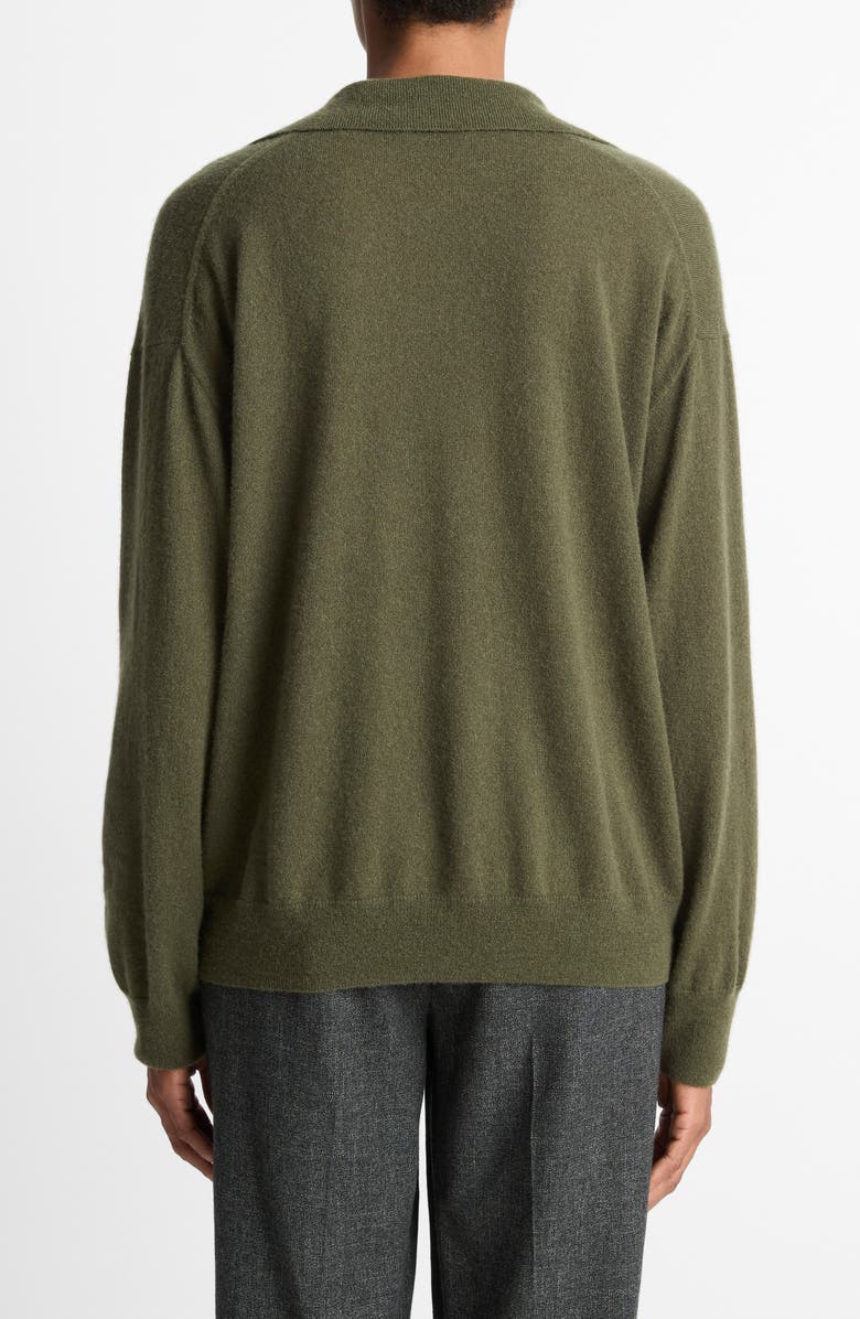 Vince Cashmere & Silk Polo Sweater, Alternate, color, Herba