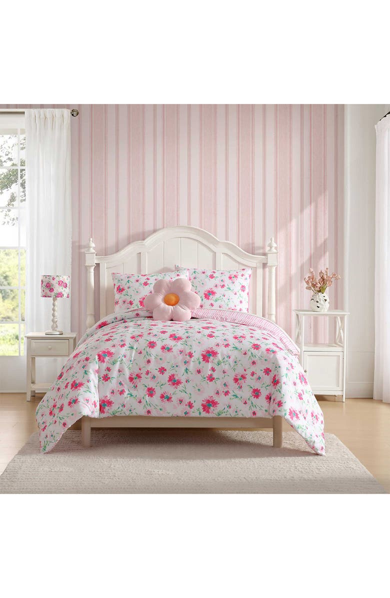 Laura Ashley Meadow Daisies Comforter Set, Alternate, color, Pink