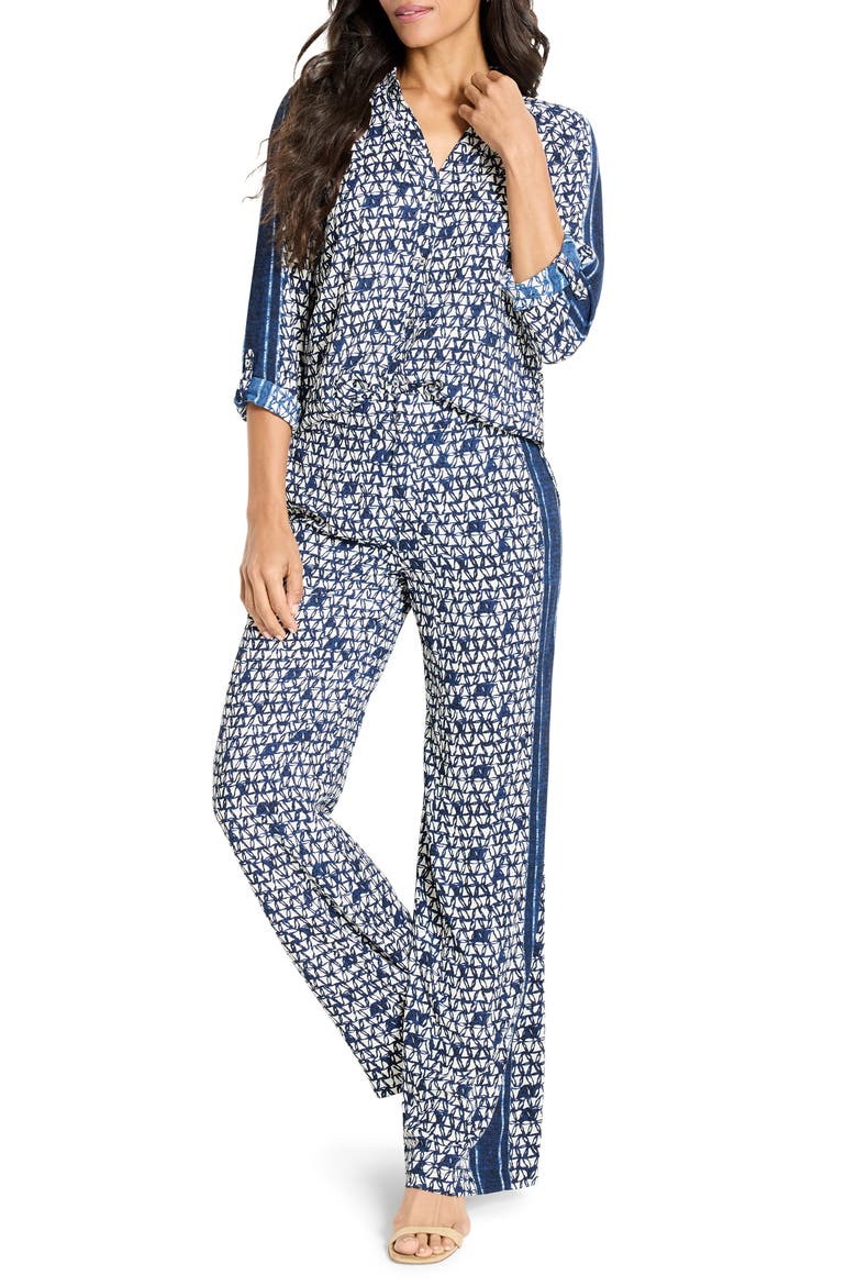 Etched Angles Button-Up Shirt, Alternate, color, INDIGO MULTI