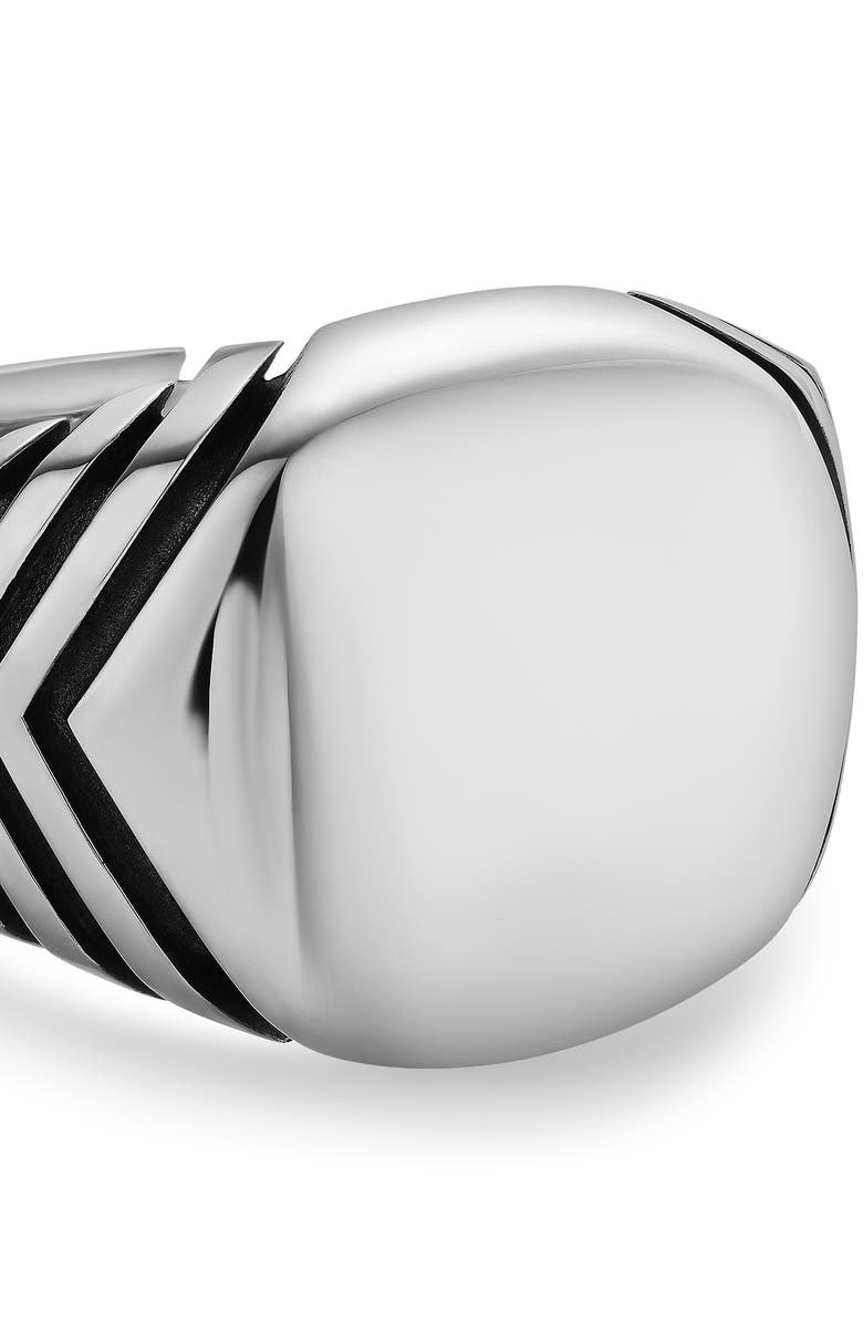 David Yurman Chevron Signet Ring in Sterling Silver, Alternate, color, Silver