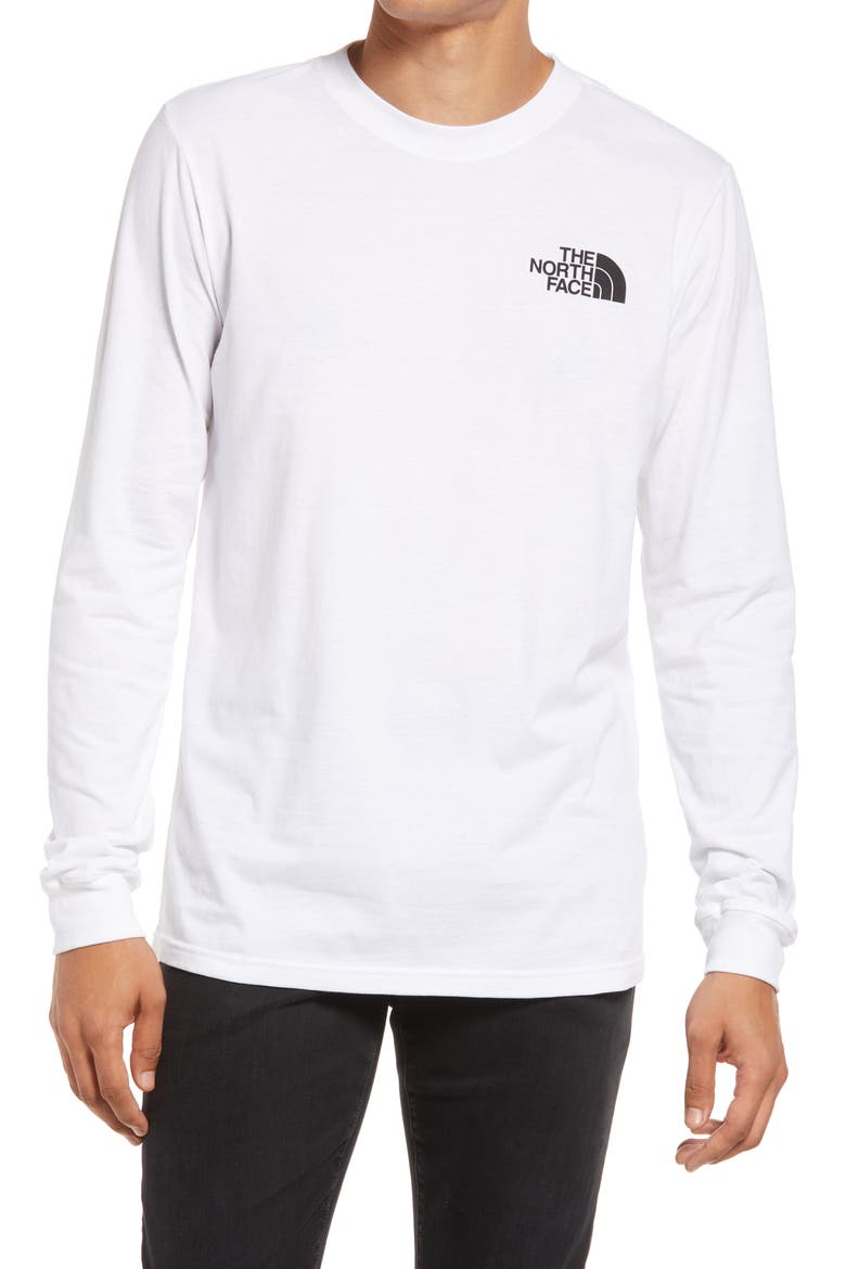 Men's Long Sleeve Box Logo Tee, Main, color, TNF WHITE/ TNF RED
