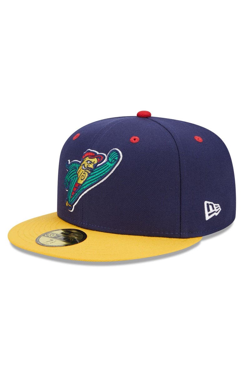 New Era Men's New Era Navy/Yellow Cedar Rapids Kernels Marvel x Minor League 59FIFTY Fitted Hat, Main, color, Navy