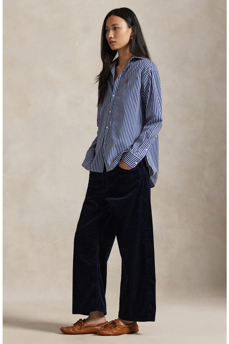 Wide Leg Crop Corduroy Pants, Alternate, color, NAVY