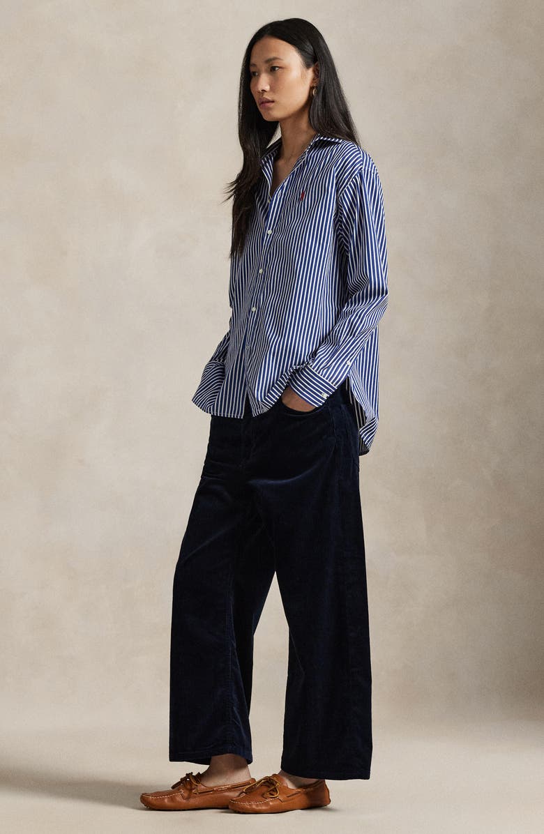 Polo Ralph Lauren Wide Leg Crop Corduroy Pants, Alternate, color, Navy