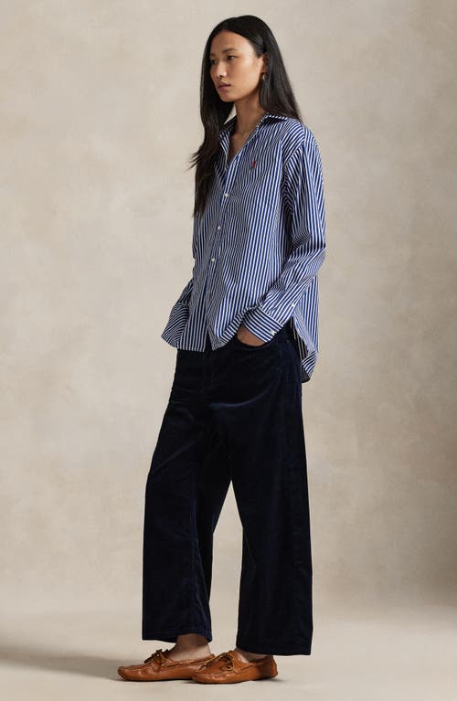 Polo Ralph Lauren Corduroy Cropped Wide Leg Pants Navy In Blue