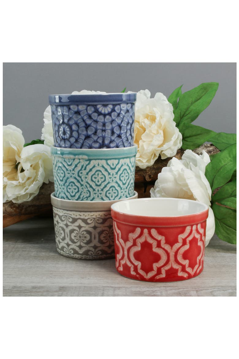 Set of 4 Stoneware Dominique Tall Soufflé Dishes, Alternate, color, MULTI