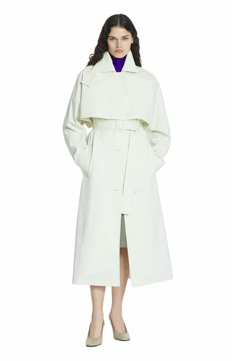 Lanvin Cotton Trench Coat, Main, color, Off White