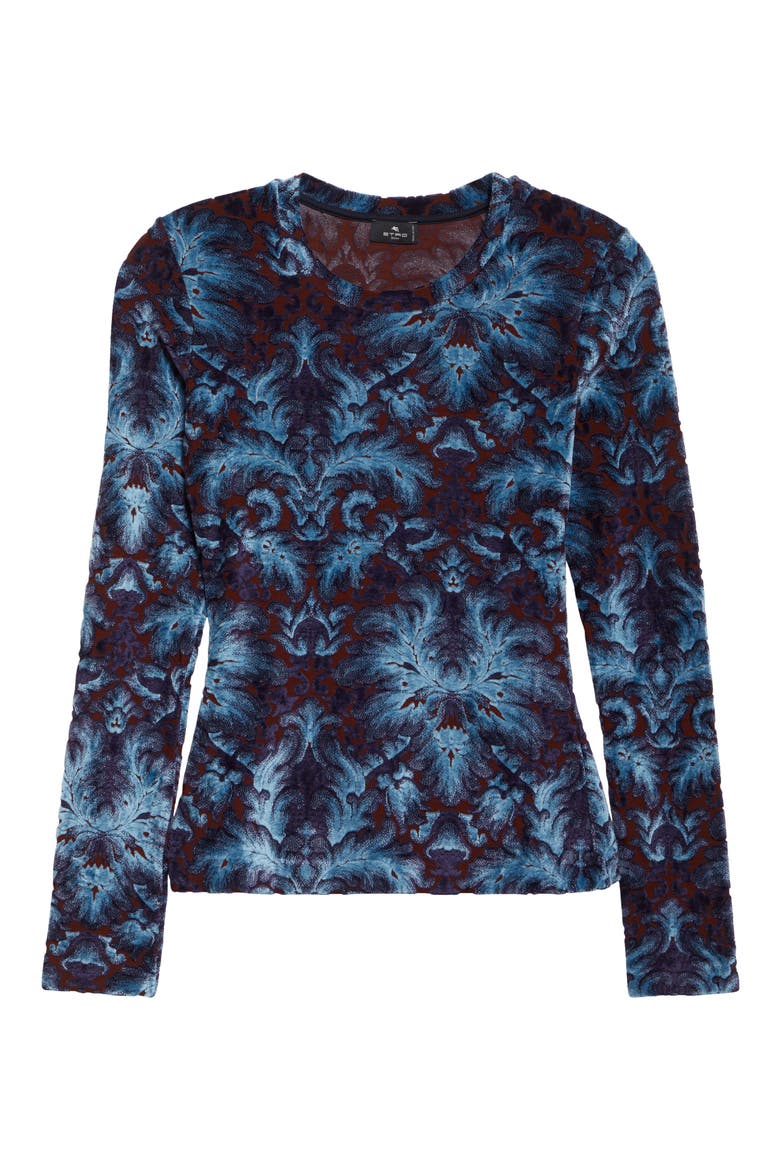 Paisley Burnout Jersey Top, Alternate, color, MULTICOLOR BLUE BASE