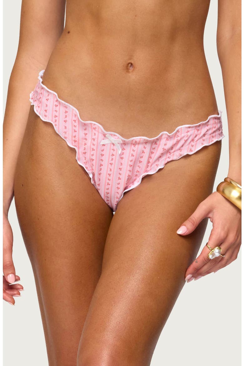 Lettuce Edge Hipster Bikini Bottoms, Alternate, color, PINK