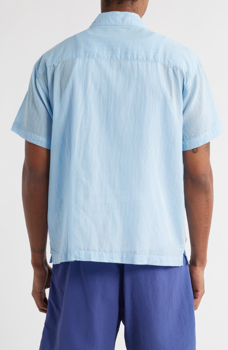 Obey Donnie Stripe Short Sleeve Cotton Button-Up Shirt, Alternate, color, Cerulean Multi