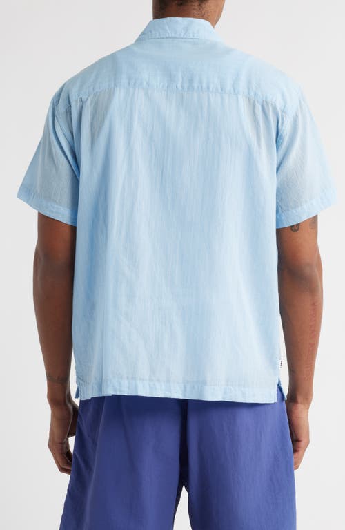 Obey Donnie Stripe Short Sleeve Cotton Button-up Shirt In Blue