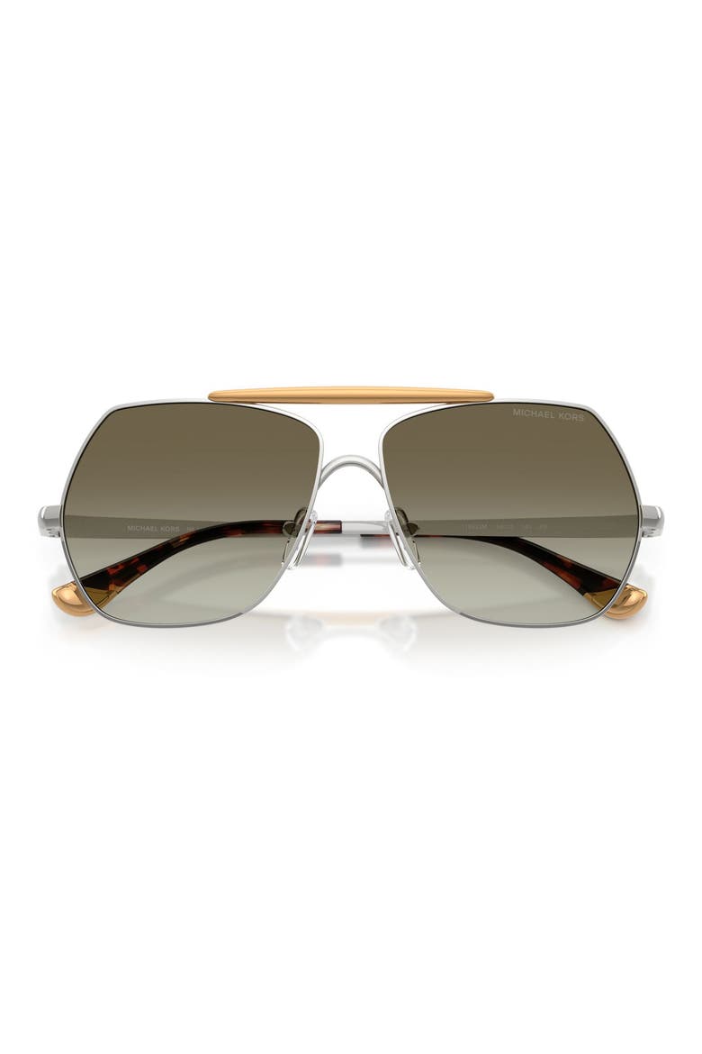 Denver 58mm Pilot Sunglasses, Alternate, color, SHINY SILVER / GREEN