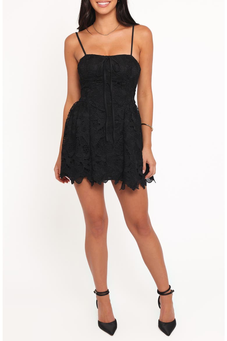 Roselle Lace Minidress, Main, color, BLACK