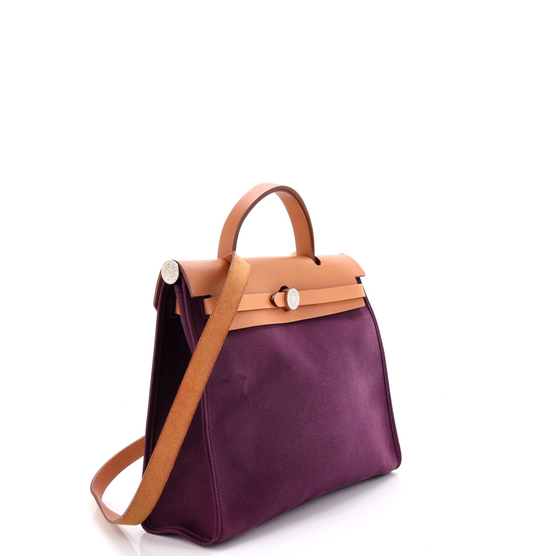 Pre-Owned Hermes Herbag Zip Leather and Toile 31, Alternate, color, Cassis