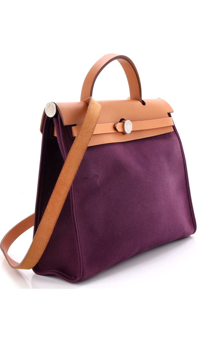 Pre-Owned Hermes Herbag Zip Leather and Toile 31, Alternate, color, Cassis