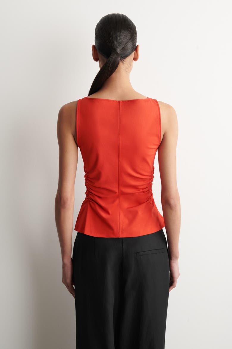 Ruched-waist Cotton-jersey Tank Top, Alternate, color, ORANGE