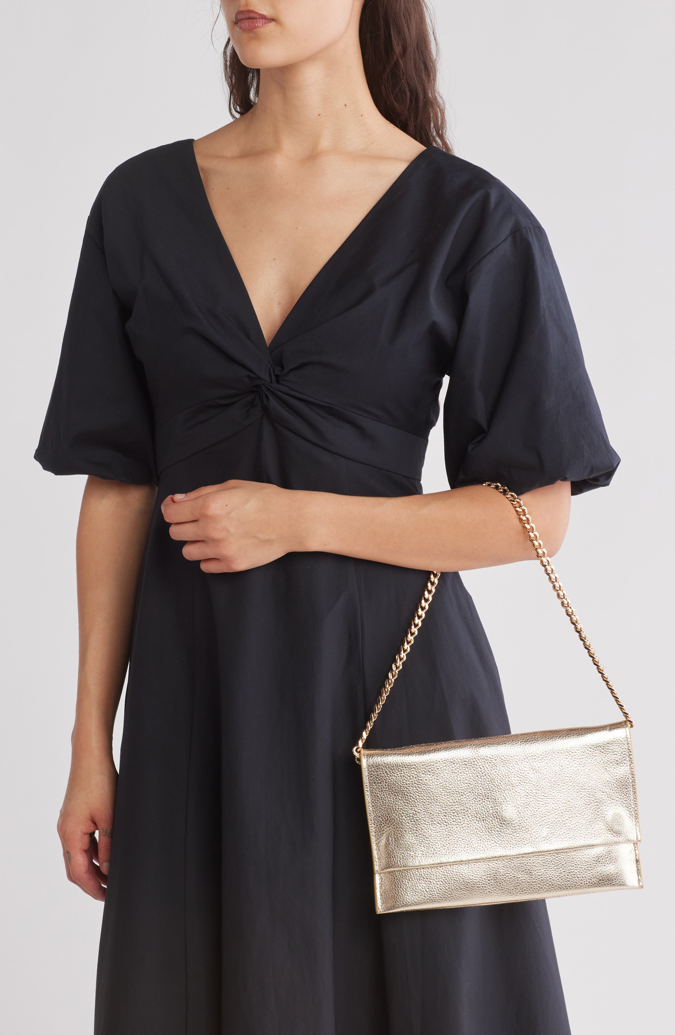 Rebecca Minkoff Lou Metallic Leather Convertible Clutch, Alternate, color, 