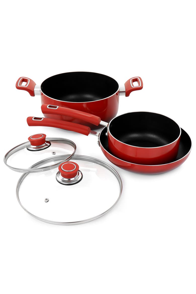 7 Piece Non Stick Aluminum Cookware Set, Alternate, color, Red