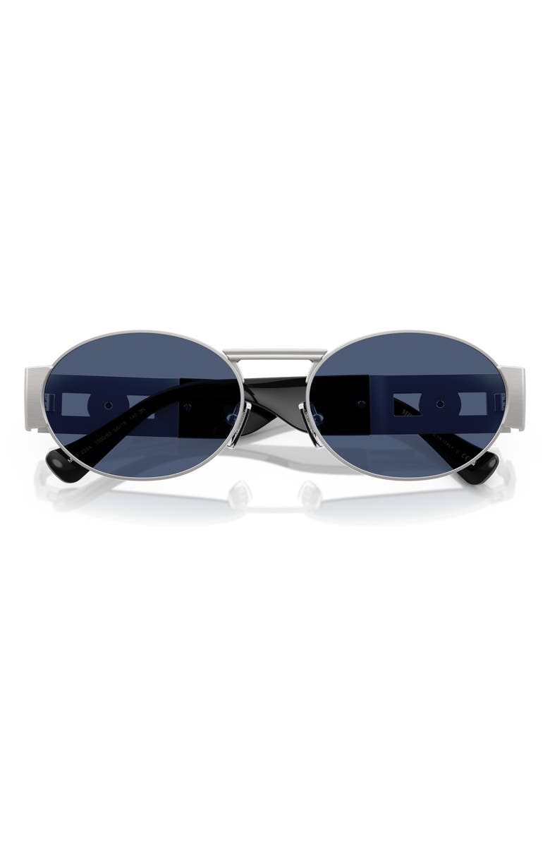 Versace 56mm Oval Sunglasses, Alternate, color, Silver / Dark Blue