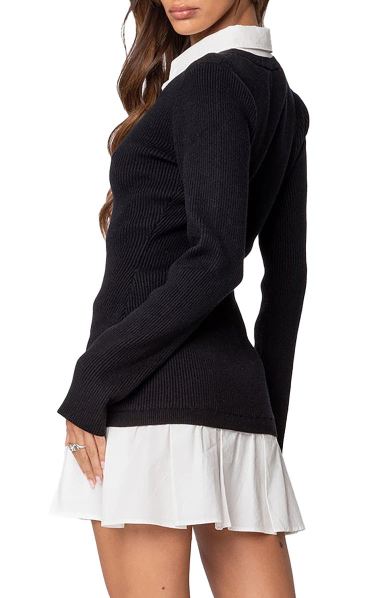 EDIKTED Long Sleeve Minidress, Alternate, color, Black