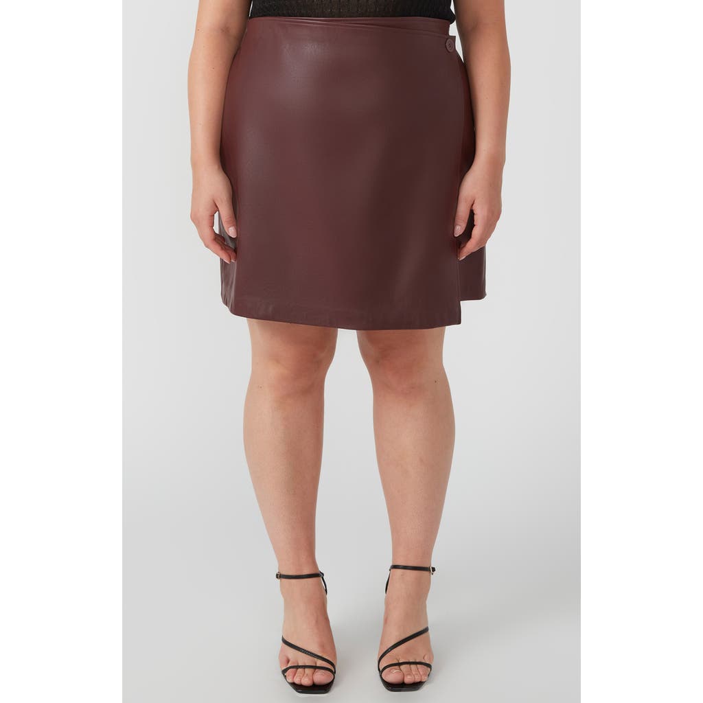 ESTELLE ESTELLE LUCINDA FAUX LEATHER WRAP MINISKIRT