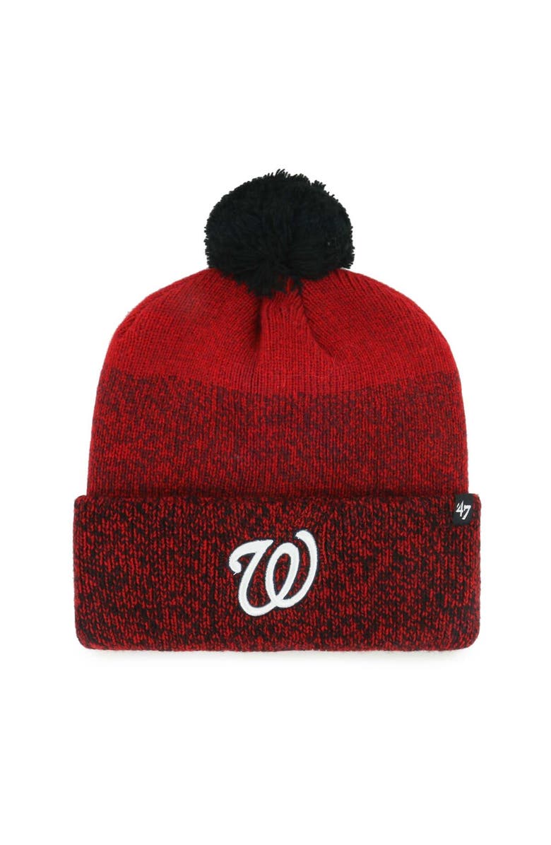 '47 Men's '47 Red Washington Nationals Darkfreeze Cuffed Knit Hat with Pom, Main, color, Red