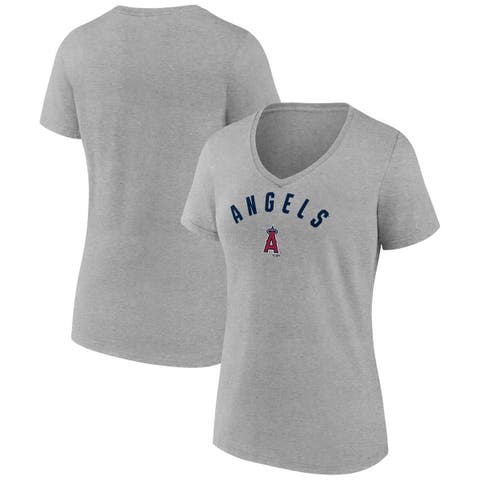 Women's Fanatics  Gray Los Angeles Angels V-Neck T-Shirt