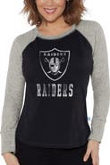G-III 4HER BY CARL BANKS Women's G-III 4Her by Carl Banks Black/Heather Gray Las Vegas Raiders Waffle Knit Raglan Long Sleeve T-Shirt