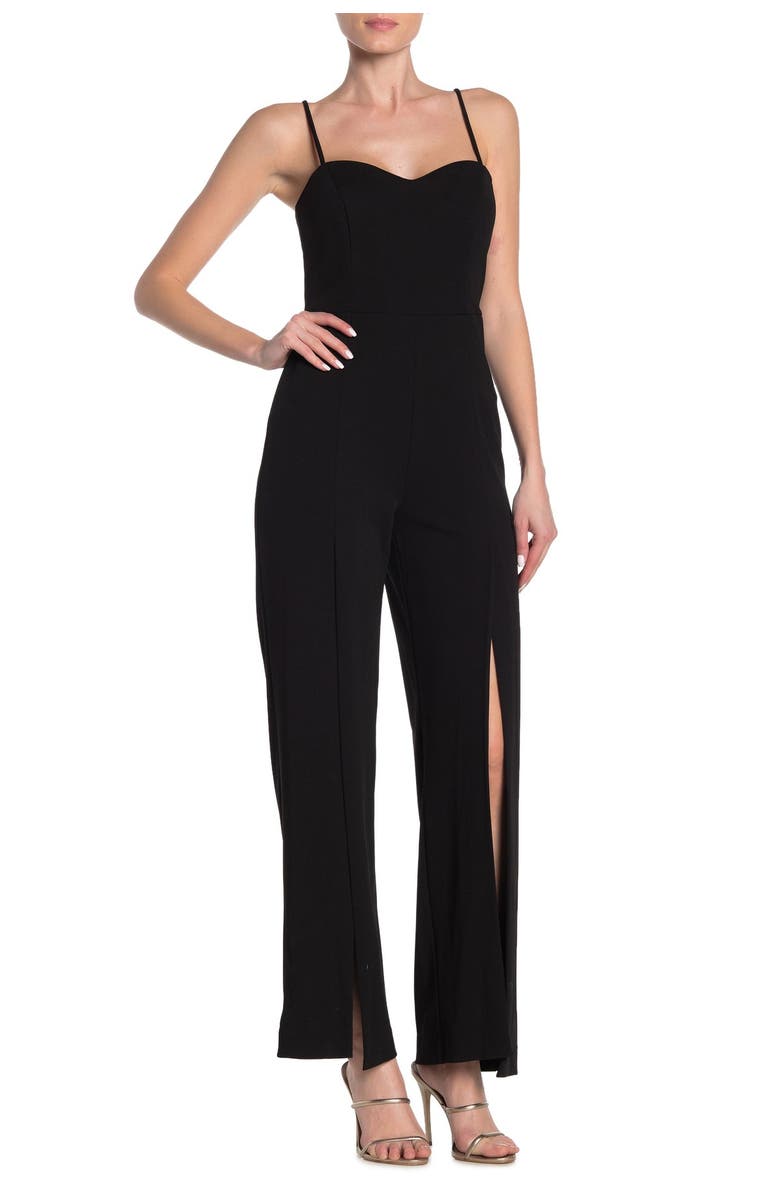 bebe Scuba Crepe Jumpsuit, Main, color, 