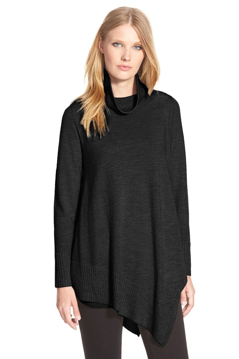 Poncho Style Merino Jersey Sweater, Main, color, BLACK