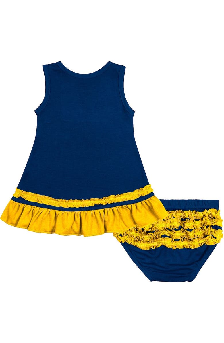 COLOSSEUM Girls Infant Colosseum Navy West Virginia Mountaineers Ruffle Toons Dress & Bloomers Set, Alternate, color,