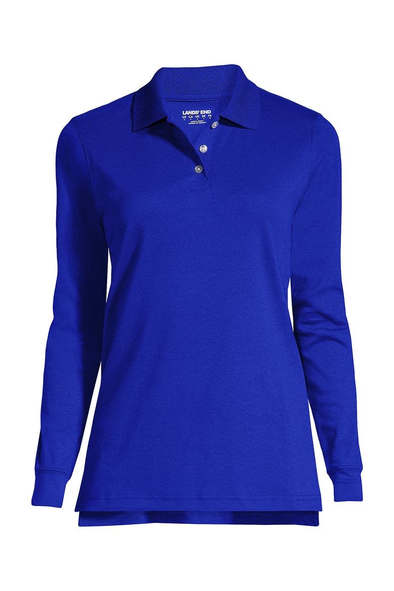 School Uniform  Long Sleeve Interlock Polo Shirt, Alternate, color, Cobalt
