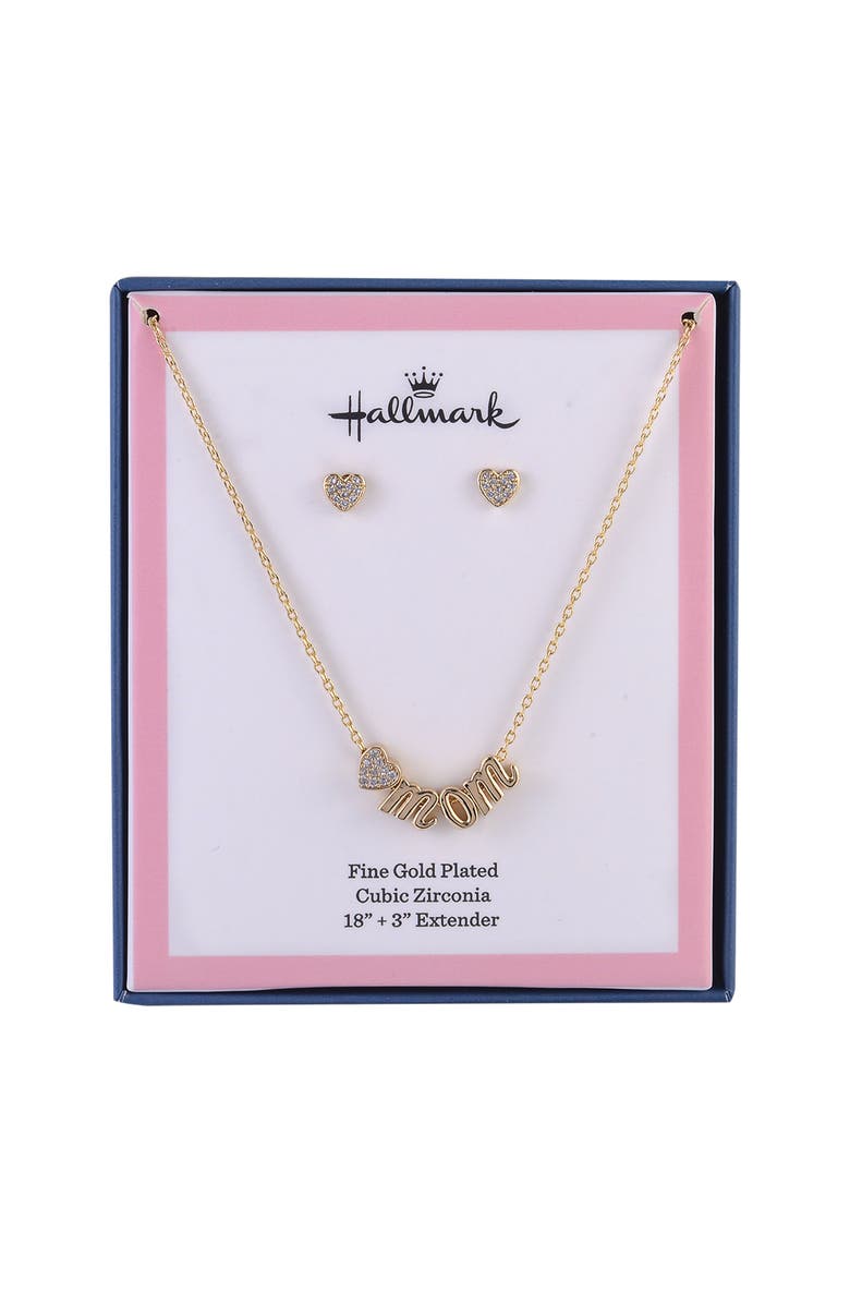 Hallmark Gold Tone Grandma Cluster Charm Necklace and Earring Set, Alternate, color, Gold
