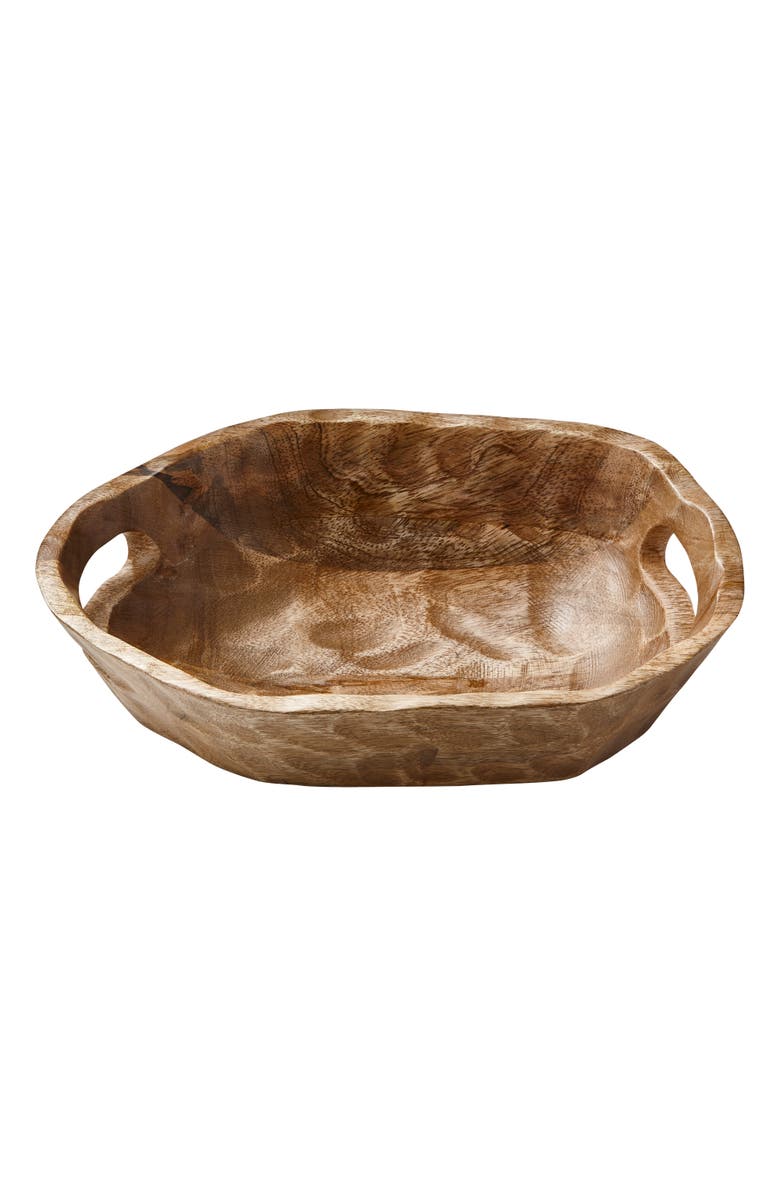 tag Organic Oval Open Handle Serving Bowl - Wooden Tray for Christmas, Main, color, Beige