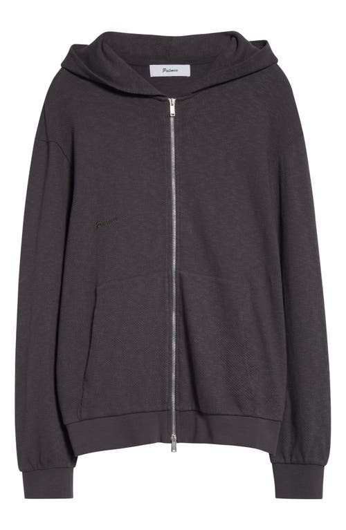 Palmes Waffle Stitch Zip Hoodie In Charcoal