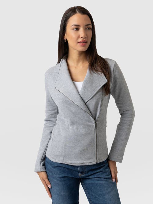 Saint + Sofia Cotton Biker Jacket In Gray