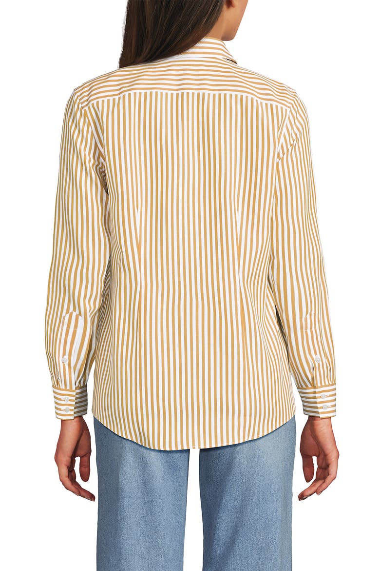 No Iron Supima Cotton Long Sleeve Shirt, Alternate, color, Dijon Gold/White Stripe