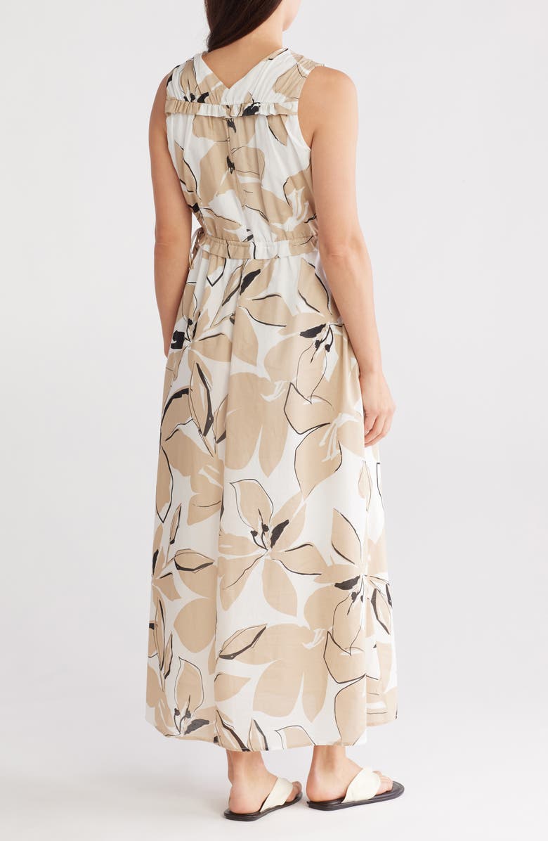 Ellen Tracy Floral Sleeveless Ruffle Cotton Maxi Dress, Alternate, color, 