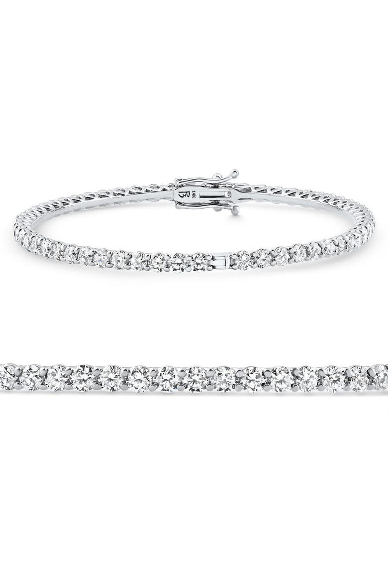 6Ct Diamond Hinged Bangle Bracelet 14k Gold Lab Grown 7", Main, color, 14k White Gold