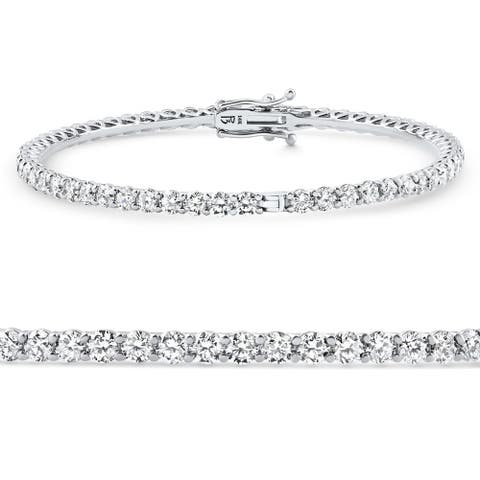 6Ct Diamond Hinged Bangle Bracelet 14k Gold Lab Grown 7"