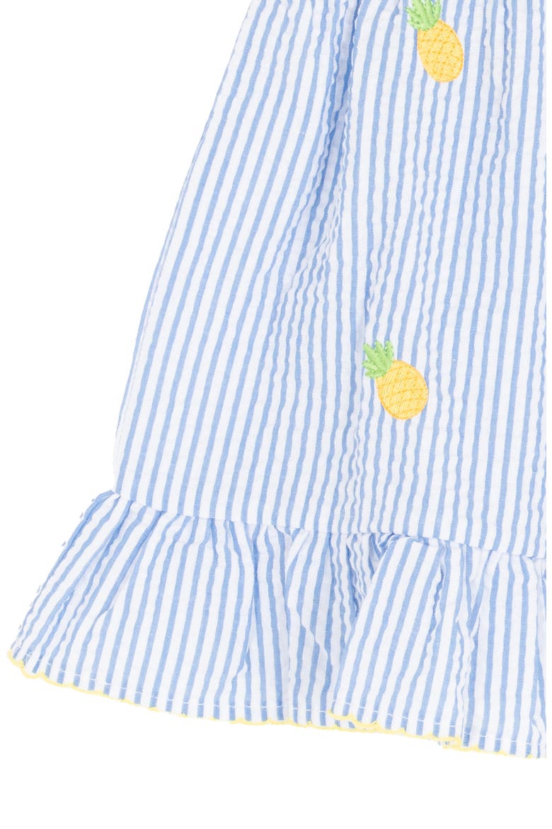 Pineapple Smocked Seersucker Dress & Bloomers Set, Alternate, color, BLUE